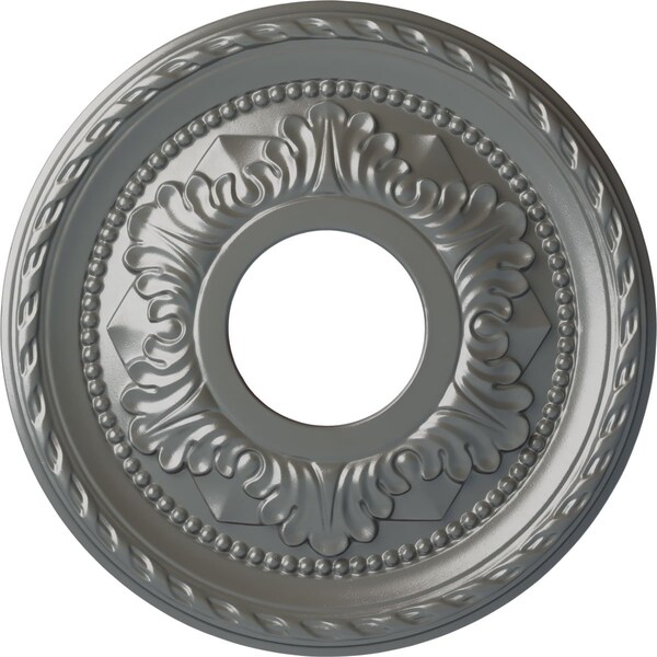 Ekena Millwork Palmetto Ceiling Medallion (Fits Canopies up to 4 7/8"), 12 1/8"OD x 3 1/2"ID x 1"P, Silver CM12PMSLS - main